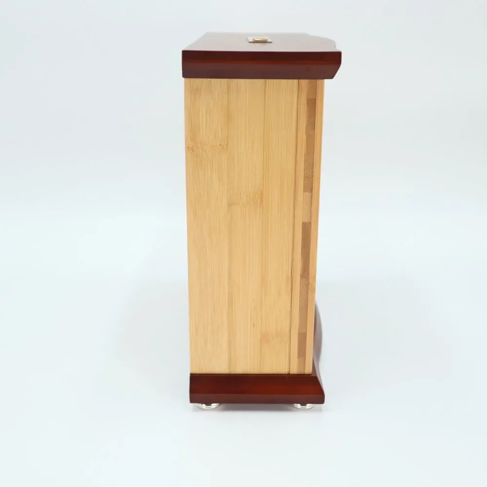 Bulova Empire Bamboo Mantel Clock Quartz 9.5 x 10 Inches Brown Silver